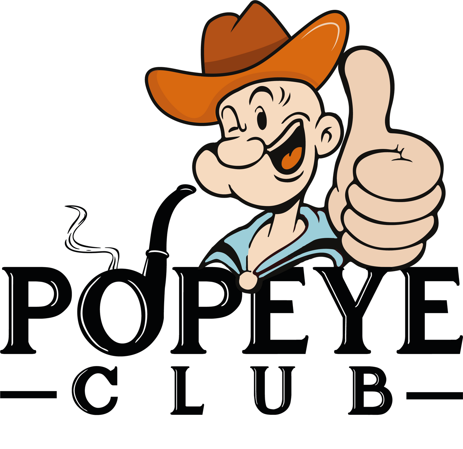 Logo Popeye Club avec police noire sur fond transparent